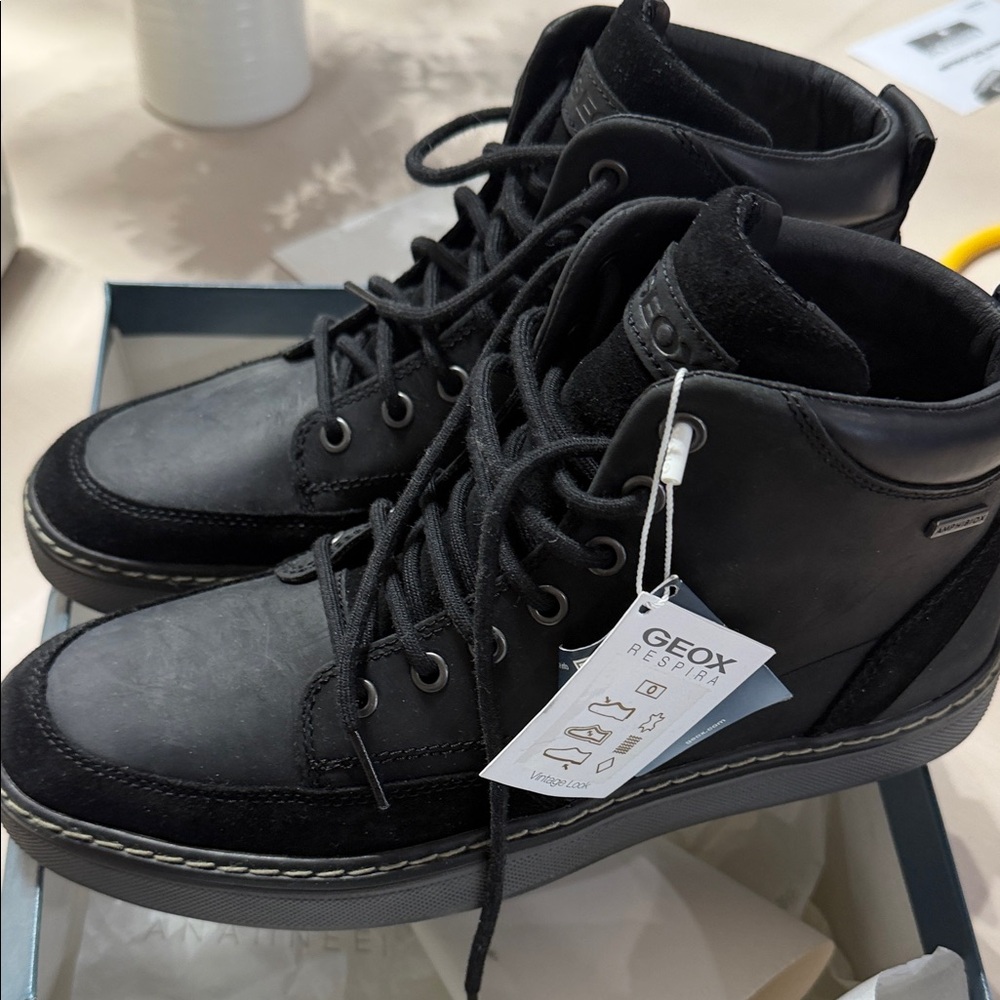 Geox Men's Black Leather Boots